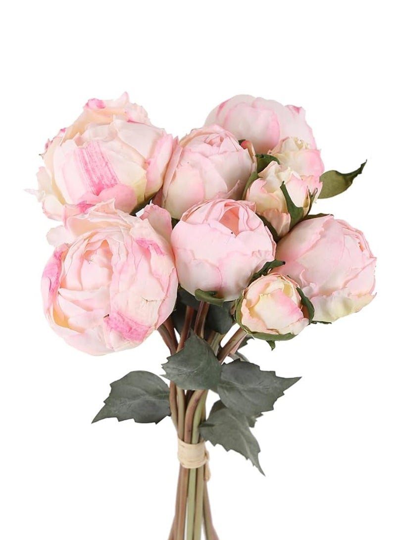 Peonies Artificial Flowers 1 Bouquets Vintage Peonies 8pcs Pink Peonies with Single Long Stems Silk Flowers for Wedding Decoration Bride Bouquet Flowers Crafts Floral Arrangement - Image 1
