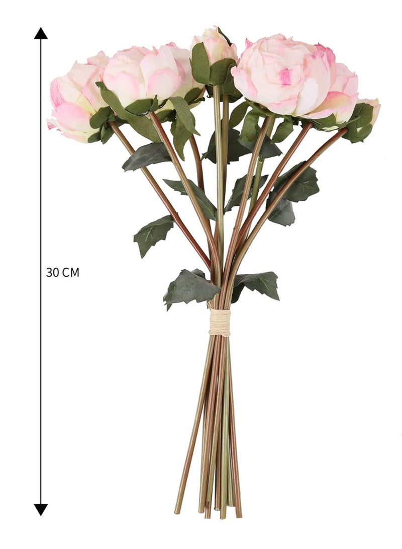 Peonies Artificial Flowers 1 Bouquets Vintage Peonies 8pcs Pink Peonies with Single Long Stems Silk Flowers for Wedding Decoration Bride Bouquet Flowers Crafts Floral Arrangement - Image 2