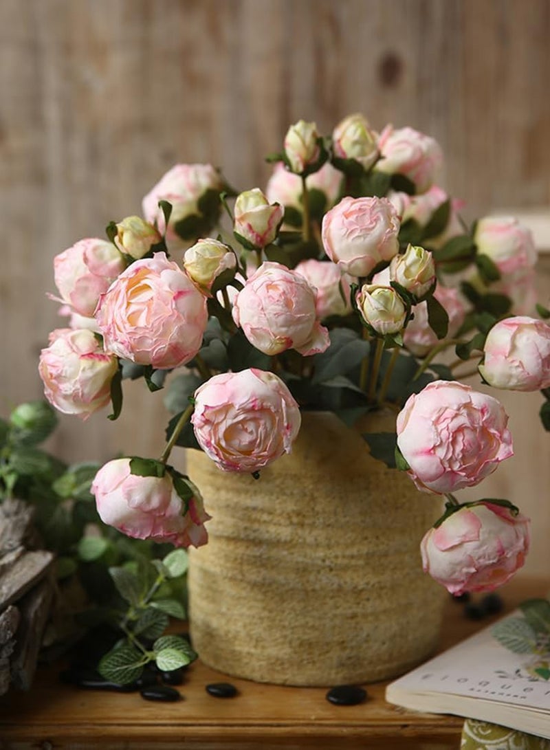 Peonies Artificial Flowers 1 Bouquets Vintage Peonies 8pcs Pink Peonies with Single Long Stems Silk Flowers for Wedding Decoration Bride Bouquet Flowers Crafts Floral Arrangement - Image 3