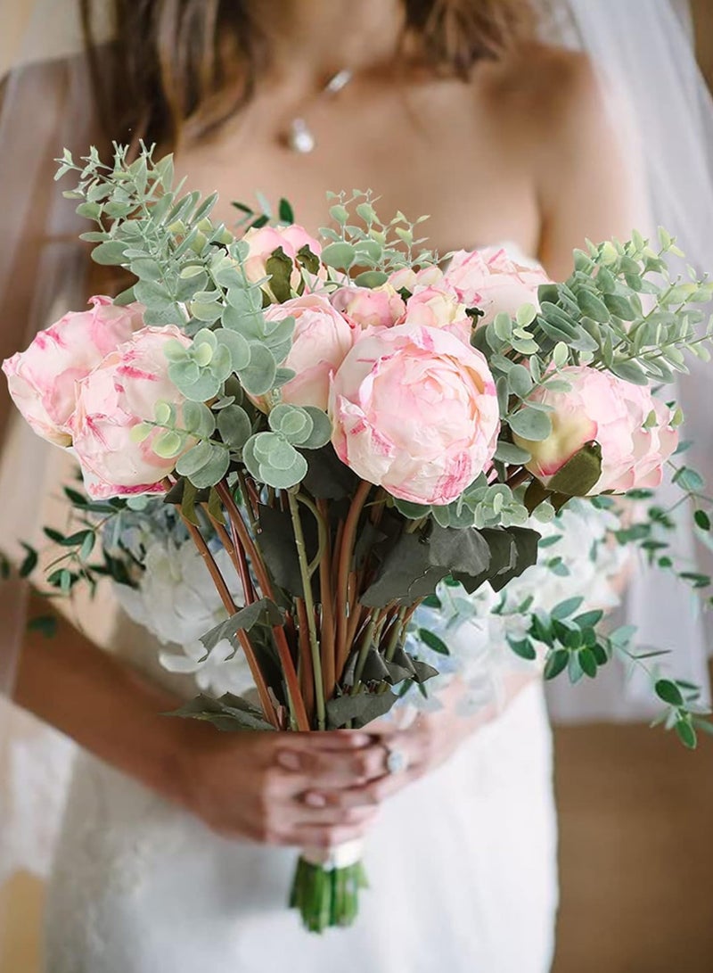 Peonies Artificial Flowers 1 Bouquets Vintage Peonies 8pcs Pink Peonies with Single Long Stems Silk Flowers for Wedding Decoration Bride Bouquet Flowers Crafts Floral Arrangement - Image 4