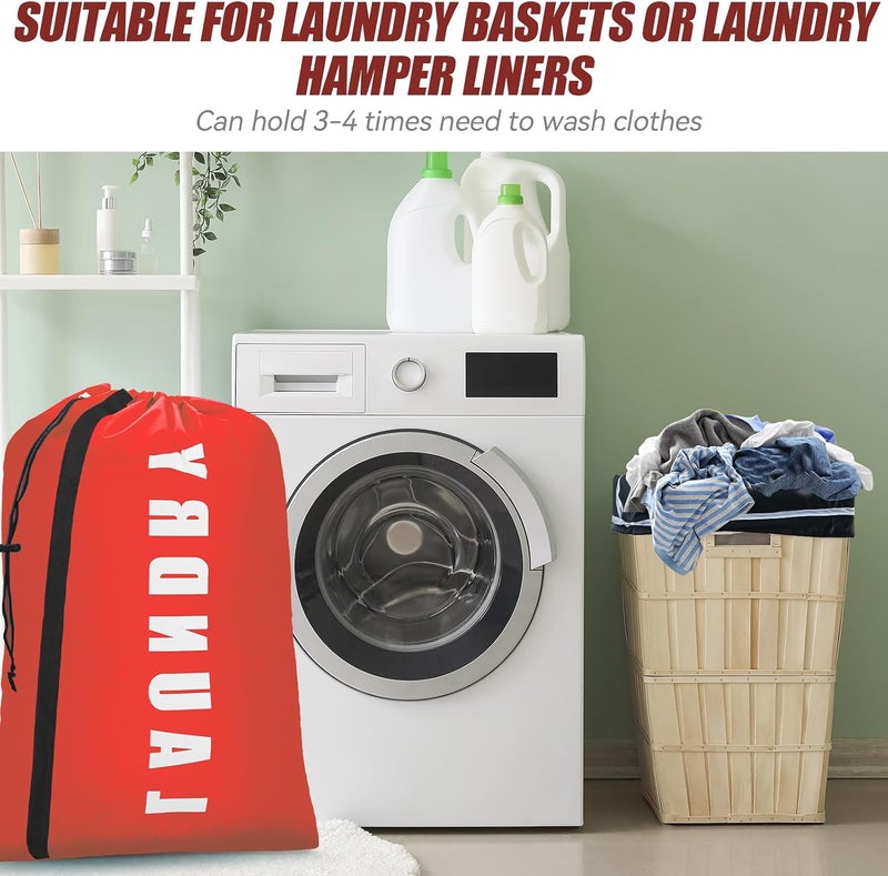 Isink Heavy Duty Laundry Bag with Strap,2 Pack Travel Laundry Bags for Dirty Clothes,24" x 36" Large Laundry Bag for Traveling,Camping,Dorm (Black + Red) - Image 5