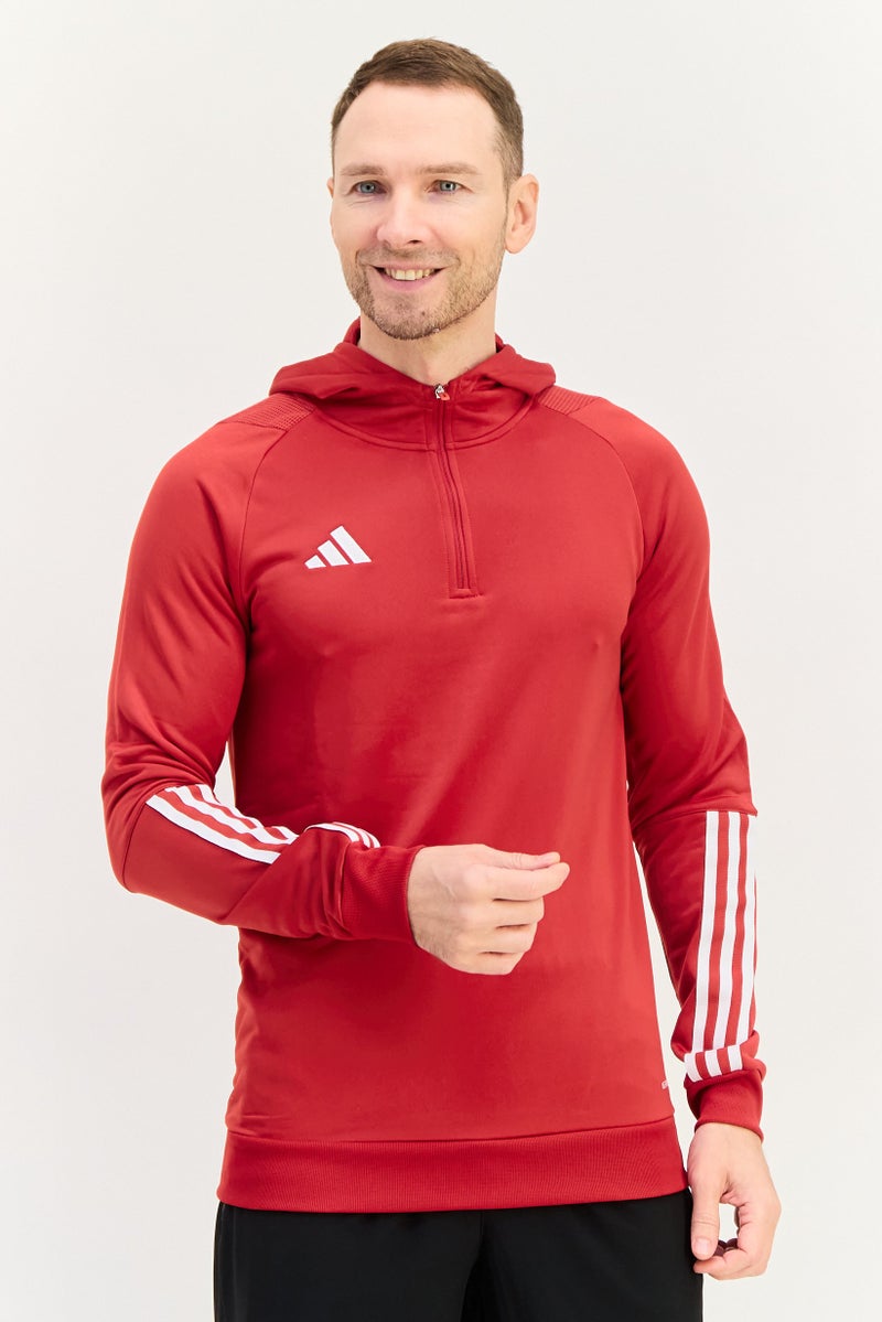 Adidas Men Sportswear Fit Long Sleeve Training Hoodies, Red - Image 1