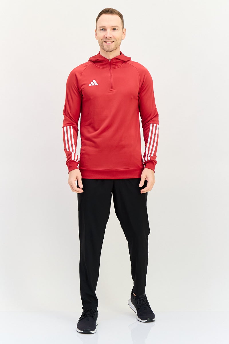 Adidas Men Sportswear Fit Long Sleeve Training Hoodies, Red - Image 4