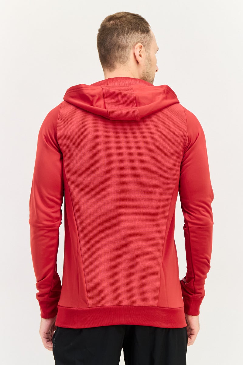 Adidas Men Sportswear Fit Long Sleeve Training Hoodies, Red - Image 3