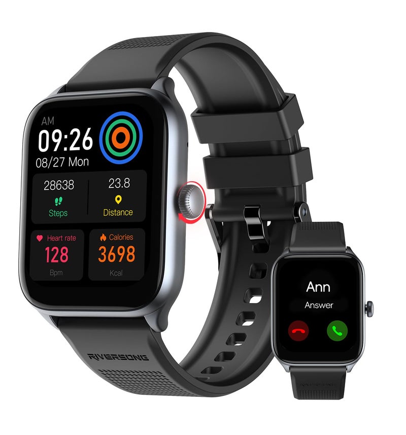 RIVERSONG Smart Watch for Men Women (Answer/Make Call), 1.85" Fitness Tracker with 100+ Sport Modes,Heart Rate/Sleep/SpO2 Monitor, AI Voice, Smartwatch for Android iPhone, Space Gray - Image 1