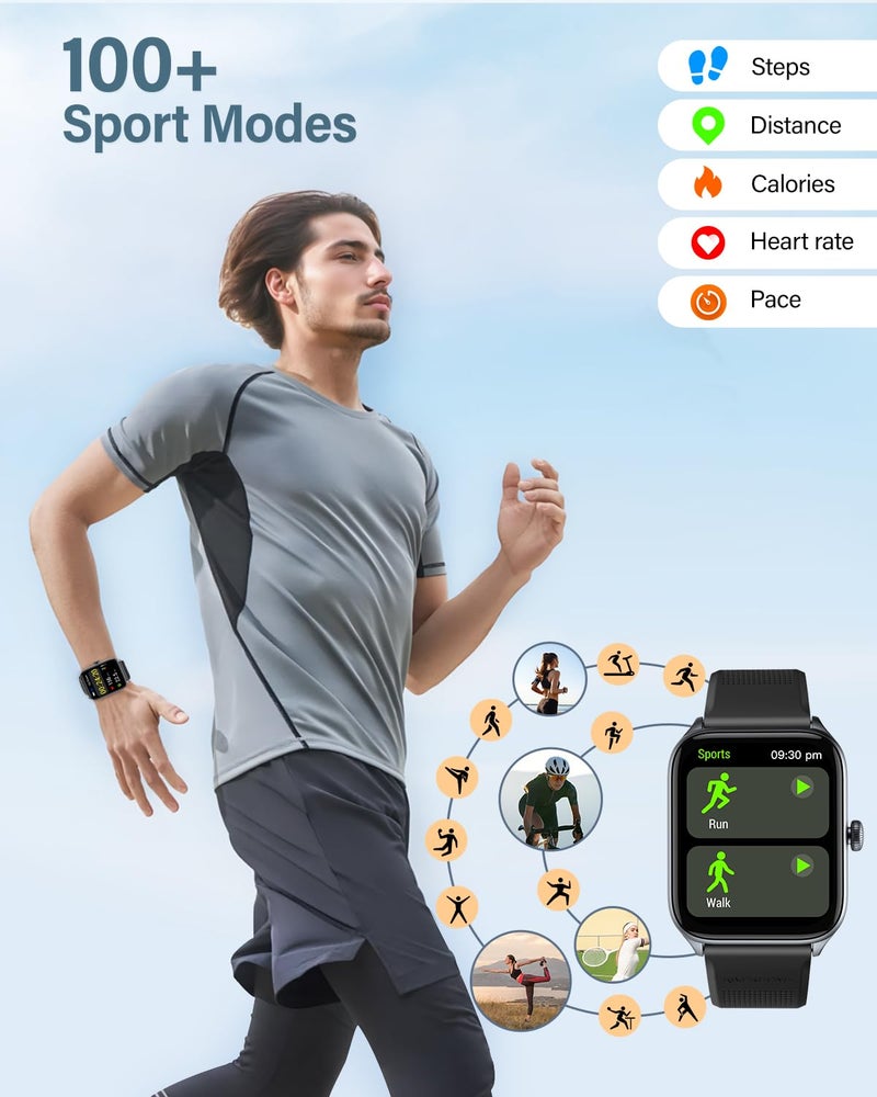 RIVERSONG Smart Watch for Men Women (Answer/Make Call), 1.85" Fitness Tracker with 100+ Sport Modes,Heart Rate/Sleep/SpO2 Monitor, AI Voice, Smartwatch for Android iPhone, Space Gray - Image 4
