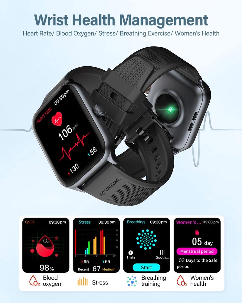 RIVERSONG Smart Watch for Men Women (Answer/Make Call), 1.85" Fitness Tracker with 100+ Sport Modes,Heart Rate/Sleep/SpO2 Monitor, AI Voice, Smartwatch for Android iPhone, Space Gray - Image 3