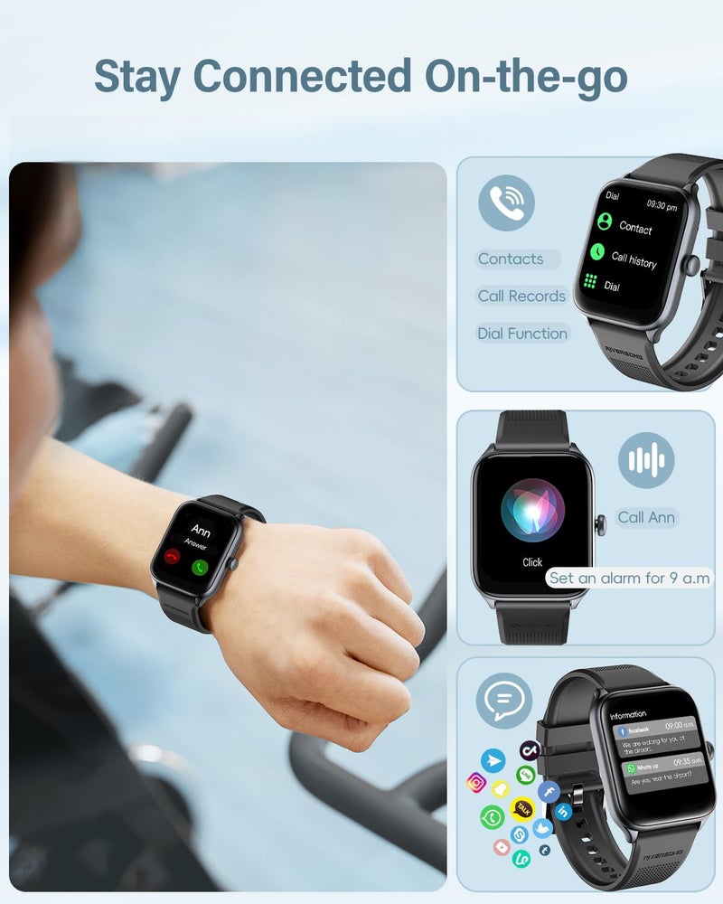 RIVERSONG Smart Watch for Men Women (Answer/Make Call), 1.85" Fitness Tracker with 100+ Sport Modes,Heart Rate/Sleep/SpO2 Monitor, AI Voice, Smartwatch for Android iPhone, Space Gray - Image 2
