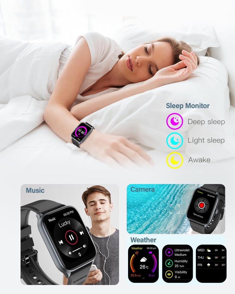 RIVERSONG Smart Watch for Men Women (Answer/Make Call), 1.85" Fitness Tracker with 100+ Sport Modes,Heart Rate/Sleep/SpO2 Monitor, AI Voice, Smartwatch for Android iPhone, Space Gray - Image 5