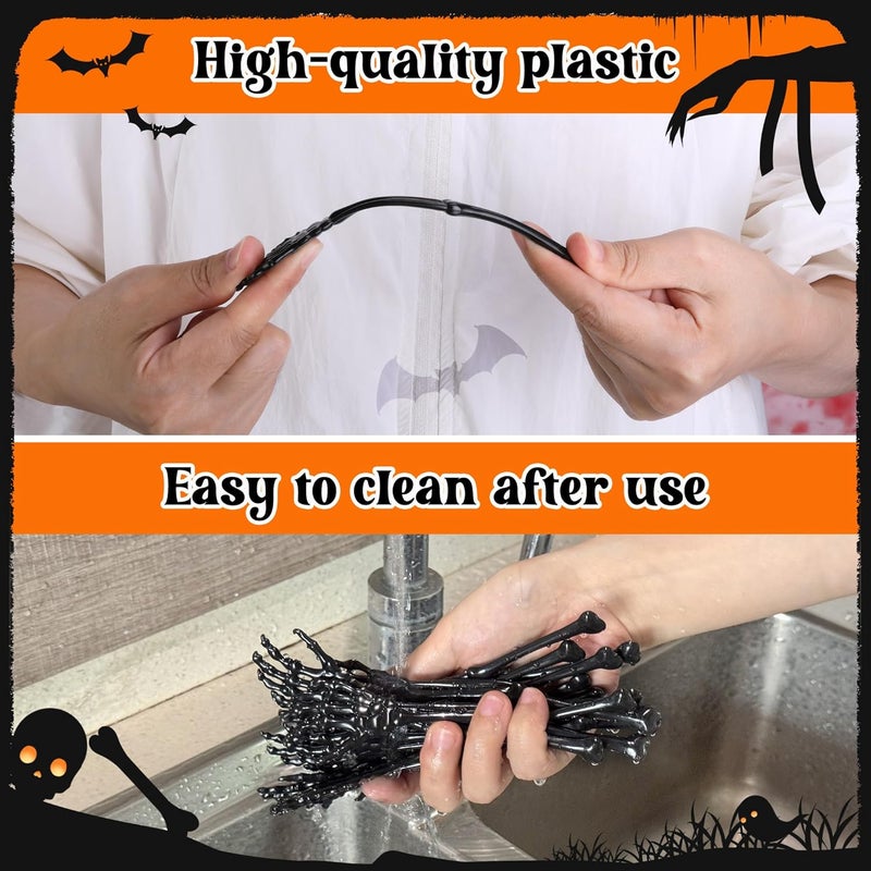 RunNico 60 Pcs 5.9''x1.5'' Halloween Skeleton Cocktail Stirrers, Reusable Skeleton Hand Swizzle Sticks, Halloween Plastic Drink Stirrer for Home Bar Horror Party Table Decorations - Image 5