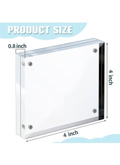 Maitri Maitri Pack of 4 Clear Transparent Acrylic Picture Frame Magnetic Picture Frame Desktop Photo Frame With Magnet Magnetic Photo Frame FramelessDouble Sided Block Set 4 Inch X4 Inch  - Image 5