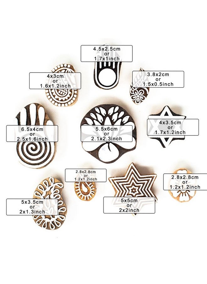Hashcart Hashcart Wooden Stamp Block, Printing Stamp Design Set | Block For Printing Saree Border | Dresses, Craft Card Making, Scrapbook, Clay Pottery | Set of 10  - Image 4