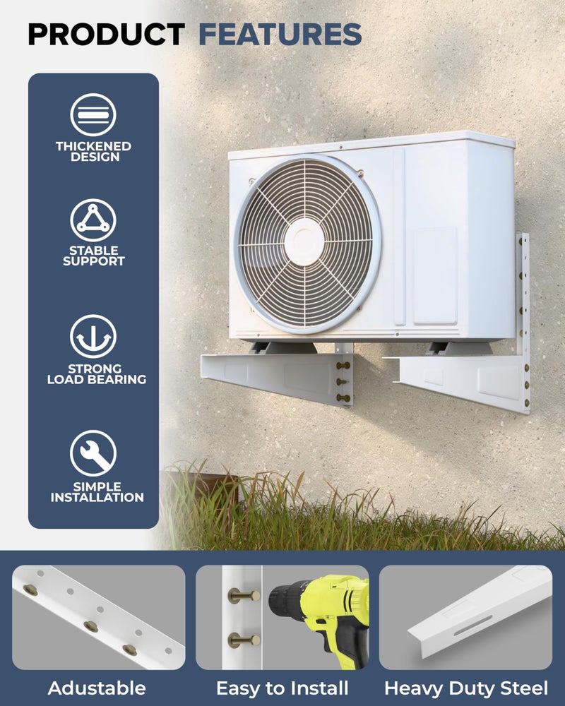 FEDUS 16inches Heavy Duty Air Conditioner Outdoor AC Stand, Outdoor Unit AC wall Mounting Bracket Stand for 1 Ton, 1.1 Ton, 1.2 Ton, 1.5 Ton, 2 Ton AC, HVAC, Compressor Split ( 300kg Weight Capacity) - Image 4