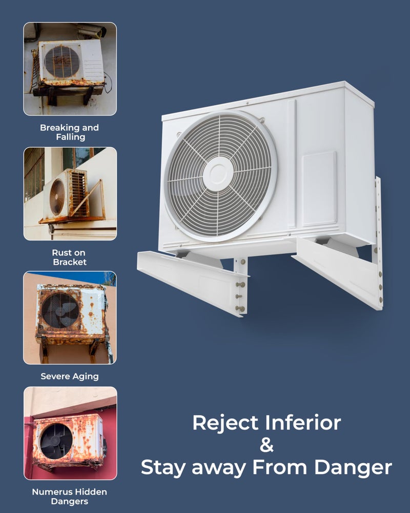 FEDUS 16inches Heavy Duty Air Conditioner Outdoor AC Stand, Outdoor Unit AC wall Mounting Bracket Stand for 1 Ton, 1.1 Ton, 1.2 Ton, 1.5 Ton, 2 Ton AC, HVAC, Compressor Split ( 300kg Weight Capacity) - Image 3