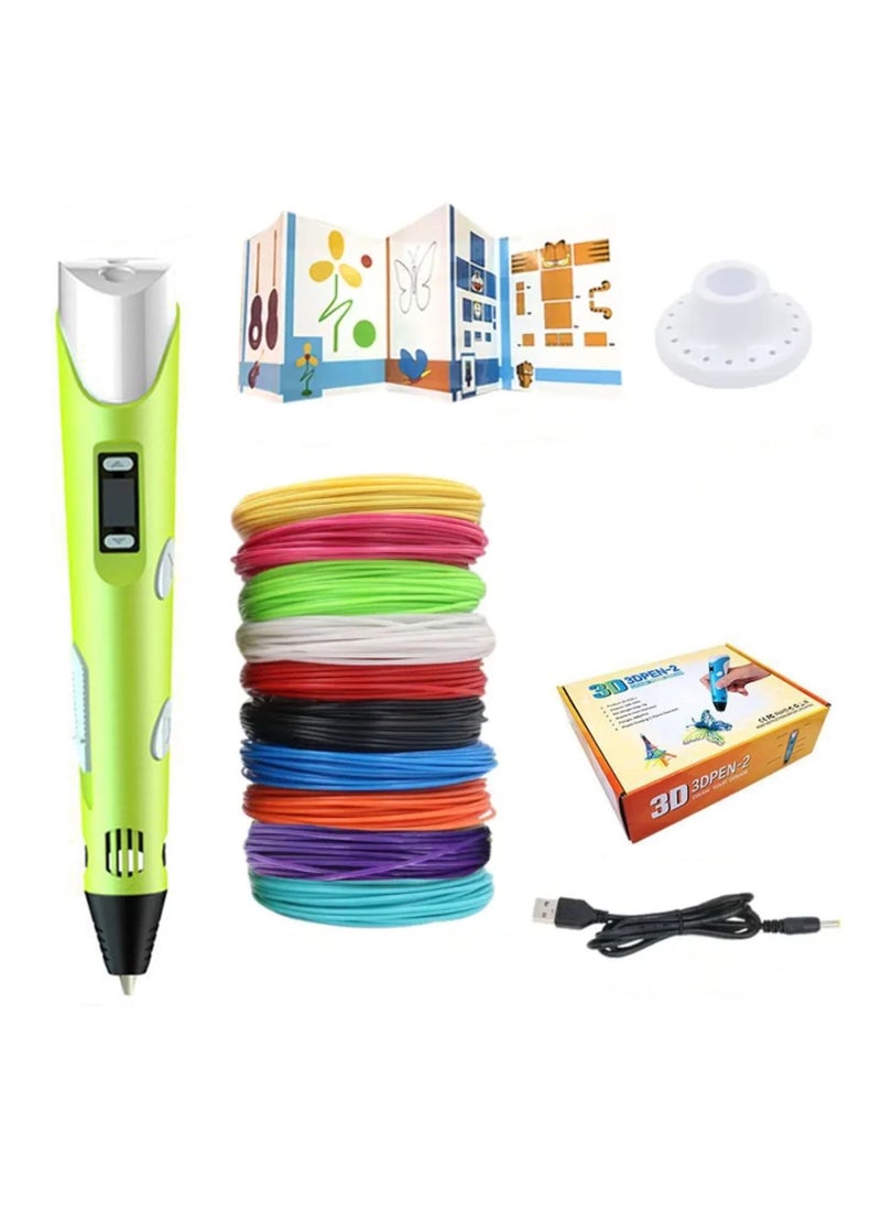 Generic - 3D Printing Pen with Display Includes 3D Pen 3 Starter Colors of PLA Filament Stencil Book Project Guide and Charger - Image 1
