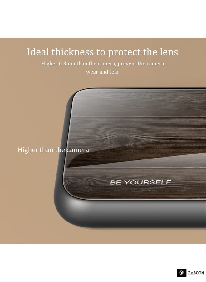 Green Tiger For iPhone 14 Pro Max Wood Grain Glass Protective Case (Dark Brown) - Image 3