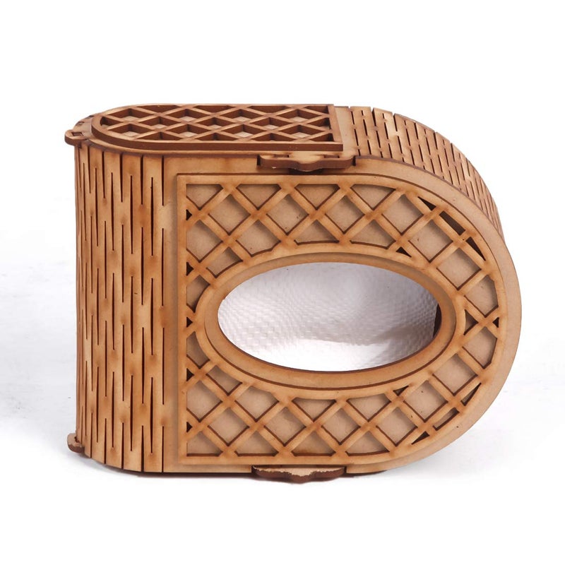 HIOLTY Wooden Attractive Tissue Holder | Desk Tissue Box Holder | Handcrafted Wooden Tissue Holder | Beautiful Design Tissue Box (276) - Image 2