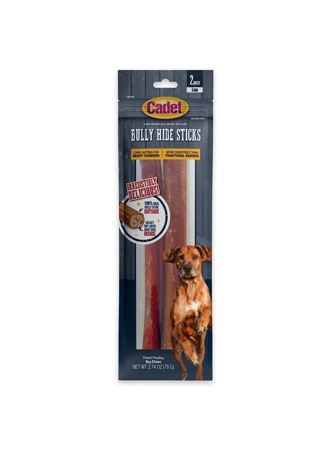 Cadet Cadet Bully Hide Sticks for Large Dogs, All-Natural Beef Pizzle, Rawhide Free Dog Bully Sticks for Aggressive Chewers, Large (2 Count)  - Image 1