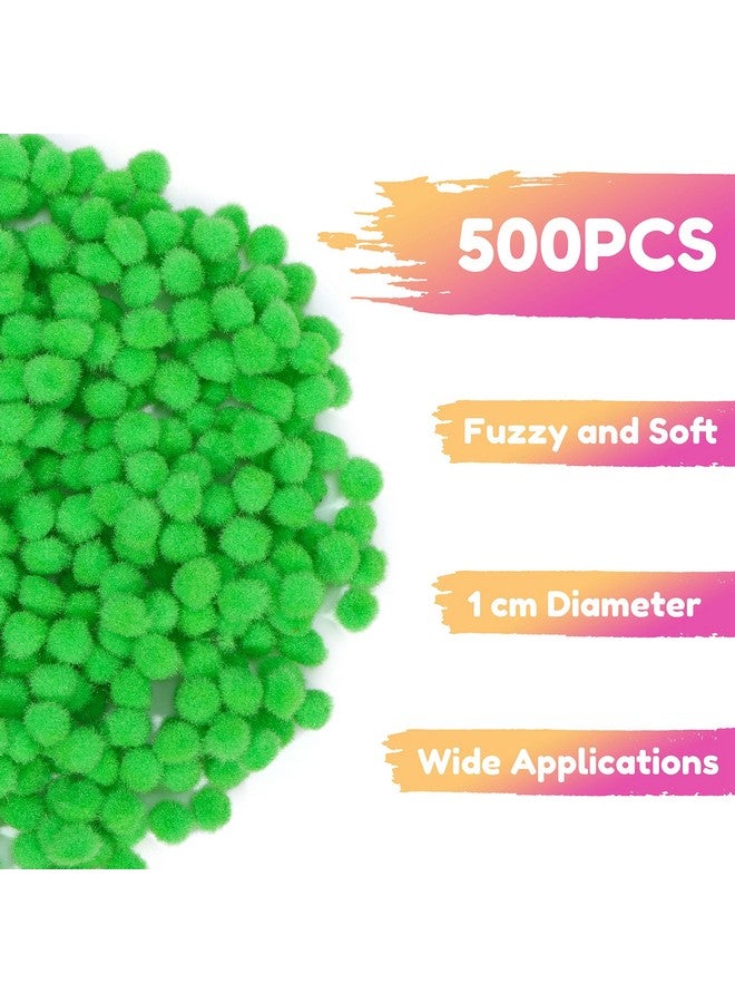 Caydo 1Cm Green Pom Poms 500 Pieces Craft Pom Poms Balls For Kids Creative Arts And Crafts School Project Supplies Craft Decorations - Image 2