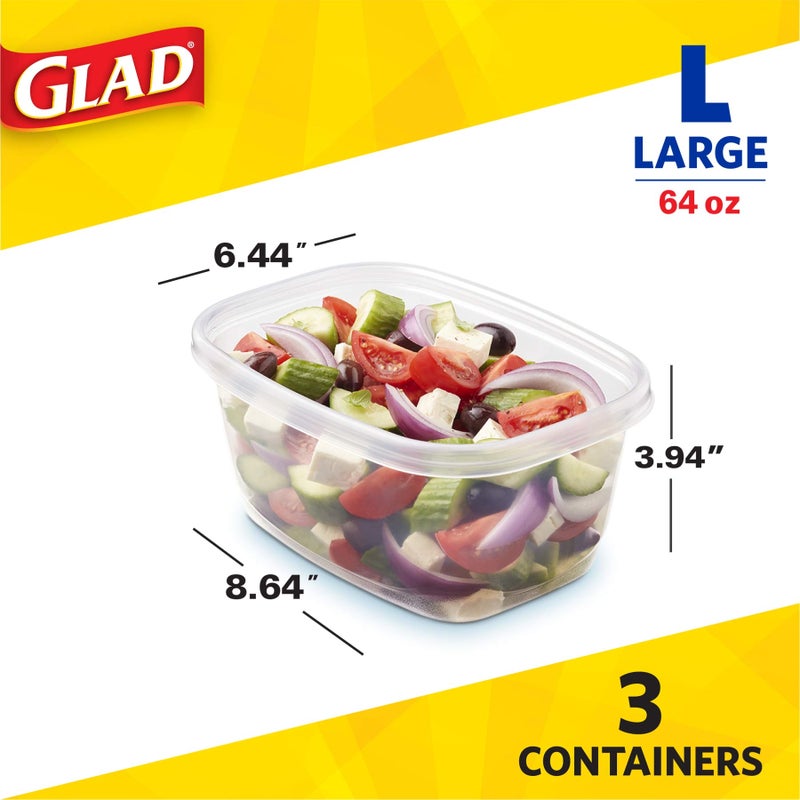 Glad Food Storage Containers, Deep Dish, 64 Ounce, 3 Count - Image 5