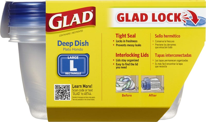 Glad Food Storage Containers, Deep Dish, 64 Ounce, 3 Count - Image 2
