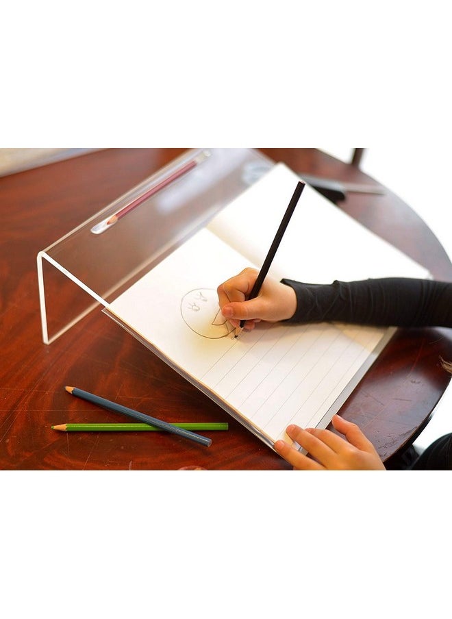 Playlearn USA Playlearn Extra Wide Slant Board for Writing - Acrylic, Anti-Slip, Pen Holder - 20 Degree Angle - Ergonomic Writing Slope  - Image 2