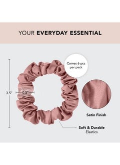 Kitsch Kitsch Satin Hair Scrunchies for Women, Softer Than Silk Scrunchies for Hair, Satin Scrunchies for Girls, Satin Hair Ties for Women, Silk Hair Ties No Damage, Silk Ponytail Holders, 6pcs Terracotta  - Image 2