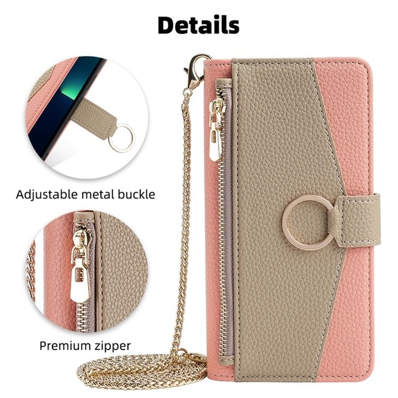 HuHa Protective Cover For Samsung Galaxy M13 Crossbody Litchi Texture Leather Phone Case(Pink) - Image 2