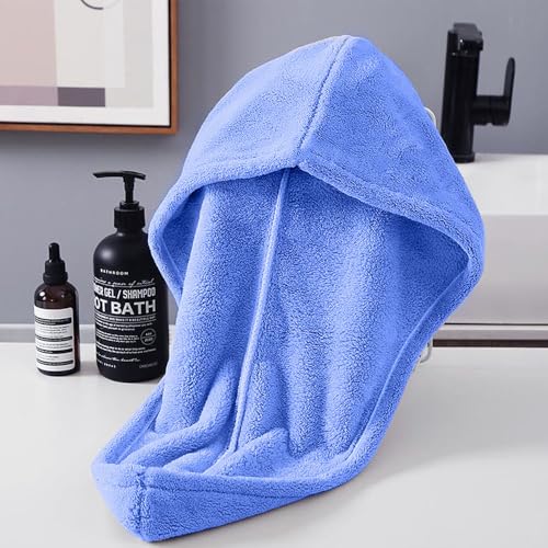 Outlay Home Hair Towel Wrap for Women-Quick Drying Microfiber Towel for Hair with Elastic Loop for Tying-Super Absorbent Head Towels Wrap for Ladies Hair Turban 1 Piece - Image 5
