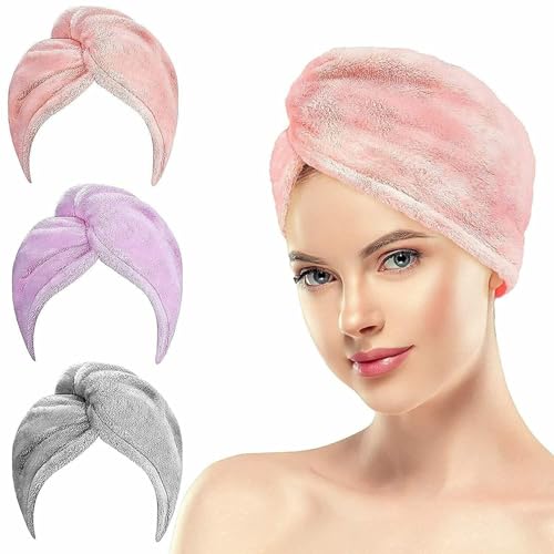 Outlay Home Hair Towel Wrap for Women-Quick Drying Microfiber Towel for Hair with Elastic Loop for Tying-Super Absorbent Head Towels Wrap for Ladies Hair Turban 1 Piece - Image 1