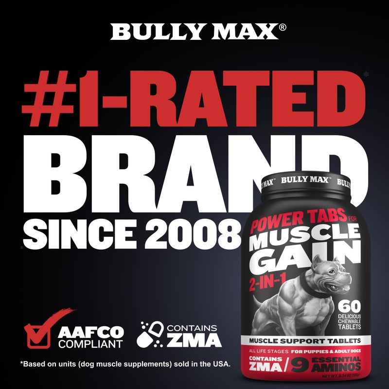 Bully Max 2-in-1 Muscle Builder Power Tabs for Puppies & Adult Dogs - Puppy & Dog Treats Vitamins for Muscle Gain & Growth - Multivitamin Supplements for All Breeds & Ages - 30 Chewable Tablets - Image 3