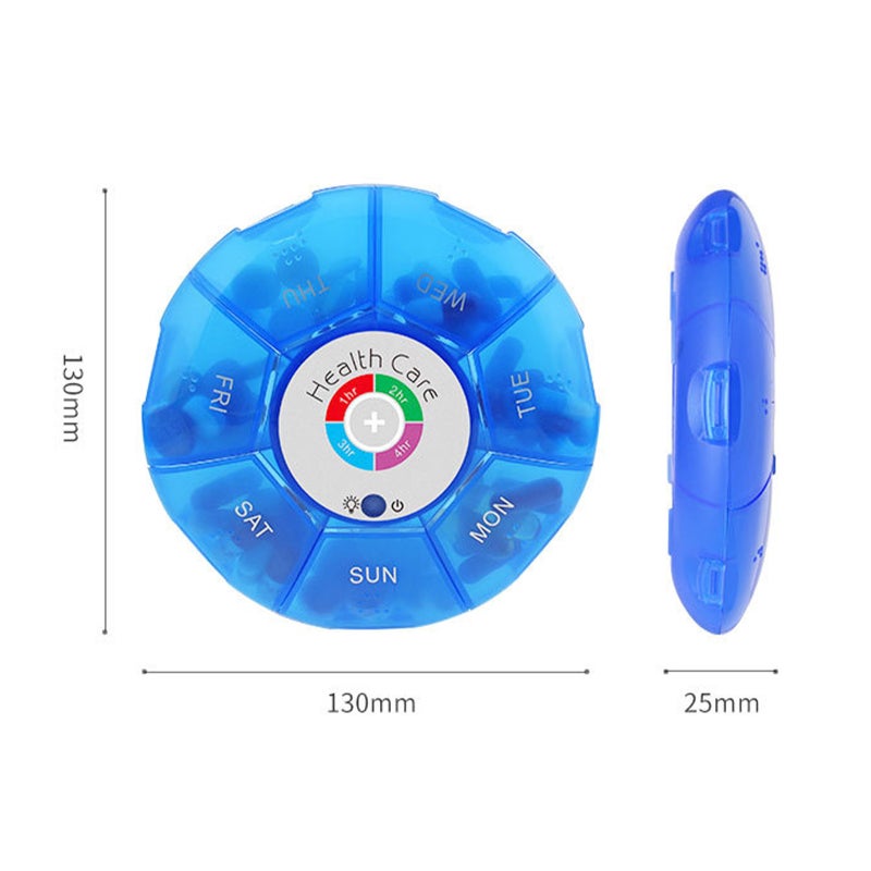Pill Organizer Blue 7-Block Separated Design - Waterproof Moistureproof Storage Case Reminder Alarm With Loud Alarm Flashing Indicator Light for Forgetful People Daily Medication Management - Image 3