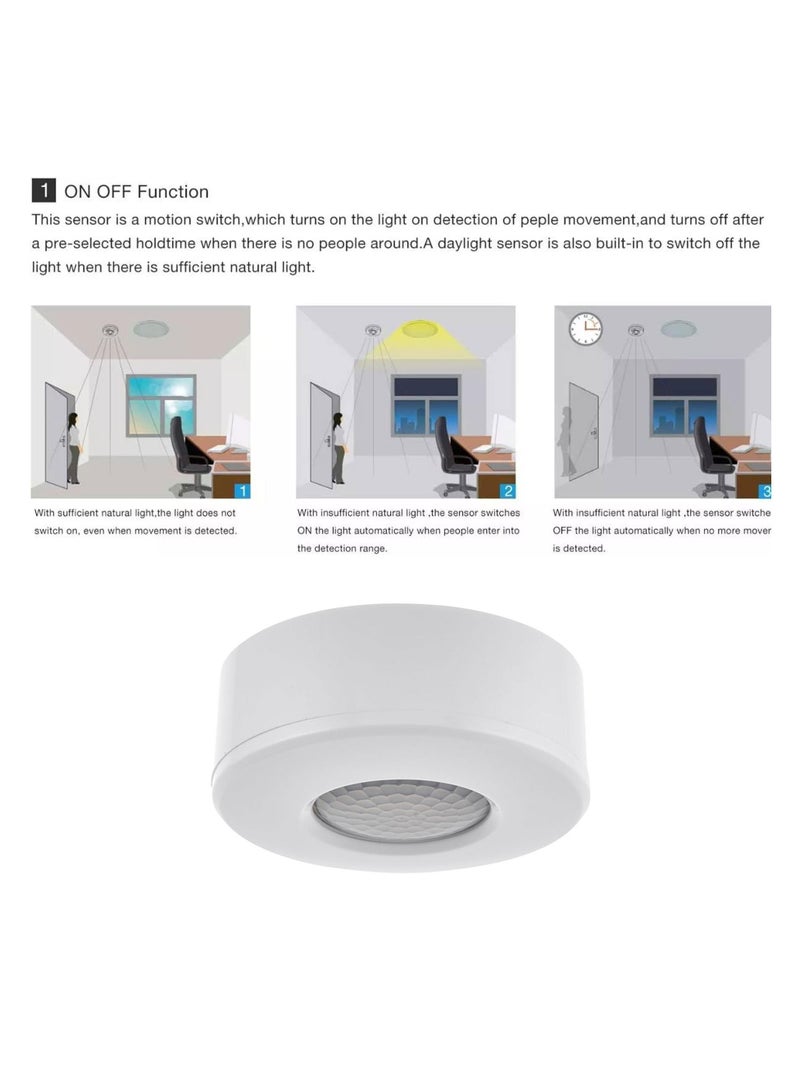 Duravel Duravel Motion Sensor 360 Degree Surface Mount PIR Ceiling Occupancy Motion Sensor Detector Power Switch  - Image 3