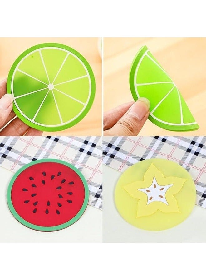 4 قطع كوستر سيليكون على شكل فاكهة مضادة للانزلاق-متعدد الألوان - Image 4