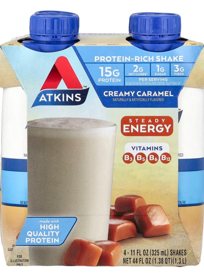 Atkins مشروب بروتين غني كريمة الكراميل 4 مشروبات 11 أونصة سائلة (325 مل) لكل منها - Image 1
