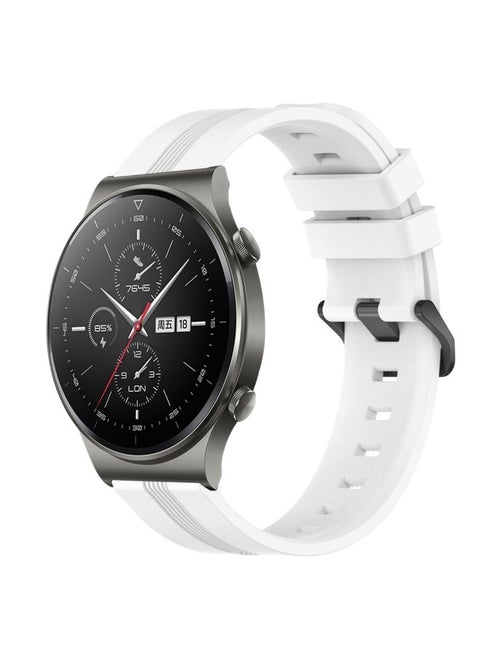 Replacement Strap For Huawei GT2 Pro 22mm Concave Striped Slicone Watch Band White