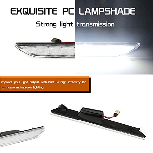 Tonsya For 2015 2016 2017 2018 2019 2020 2021 2022 2023 Ford Mustang Rear Bumper Side Marker lights Clear lens White Led Lamp - Image 2
