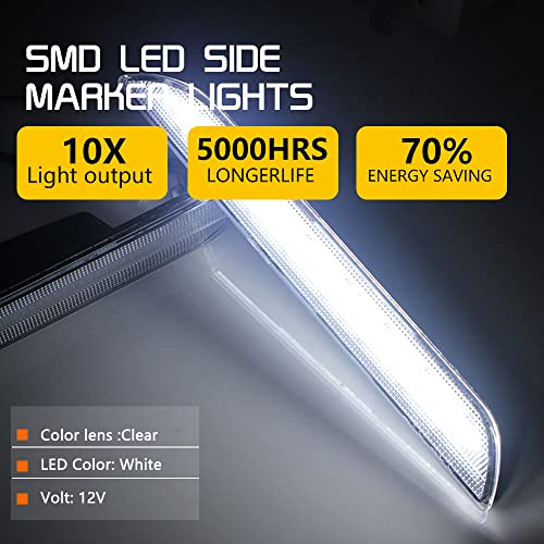 Tonsya For 2015 2016 2017 2018 2019 2020 2021 2022 2023 Ford Mustang Rear Bumper Side Marker lights Clear lens White Led Lamp - Image 3