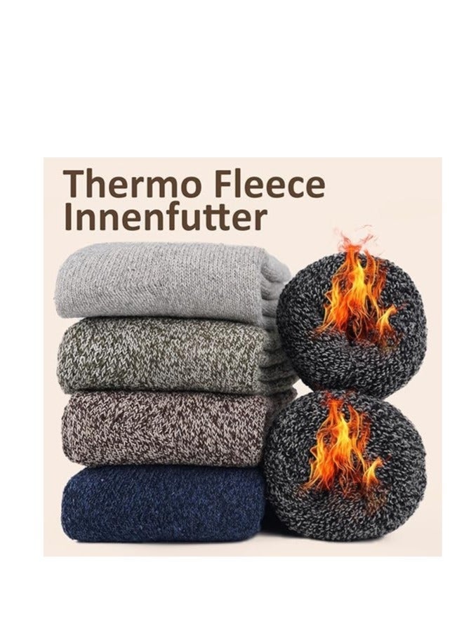 Bukela 5 Pairs Men's Thermal Socks 60% Wool Cotton Socks Warm Winter Socks Breathable Hiking Socks for Women - Image 2