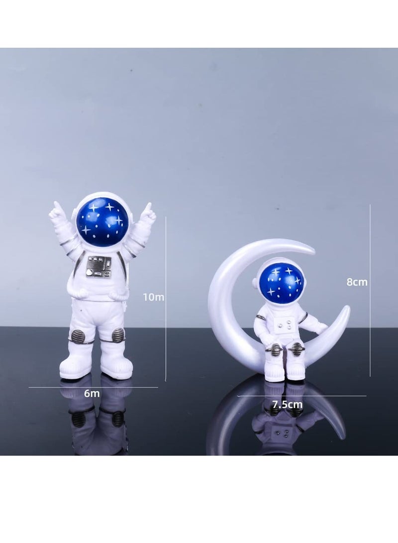 SYOSI Astronaut Figurines Cake Topper Outer Space Birthday Cake Decoration Spaceman Model Display Miniature Astronaut Toys Set, Planet Rocket Pearl Balls and Star DIY Cake Toppers for Kids Party (4Pcs) - Image 2