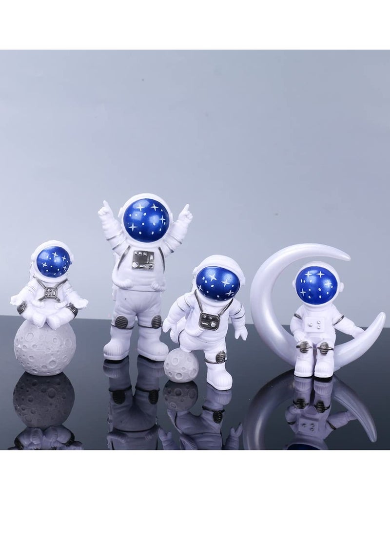 SYOSI Astronaut Figurines Cake Topper Outer Space Birthday Cake Decoration Spaceman Model Display Miniature Astronaut Toys Set, Planet Rocket Pearl Balls and Star DIY Cake Toppers for Kids Party (4Pcs) - Image 1