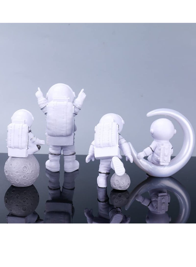 SYOSI Astronaut Figurines Cake Topper Outer Space Birthday Cake Decoration Spaceman Model Display Miniature Astronaut Toys Set, Planet Rocket Pearl Balls and Star DIY Cake Toppers for Kids Party (4Pcs) - Image 3