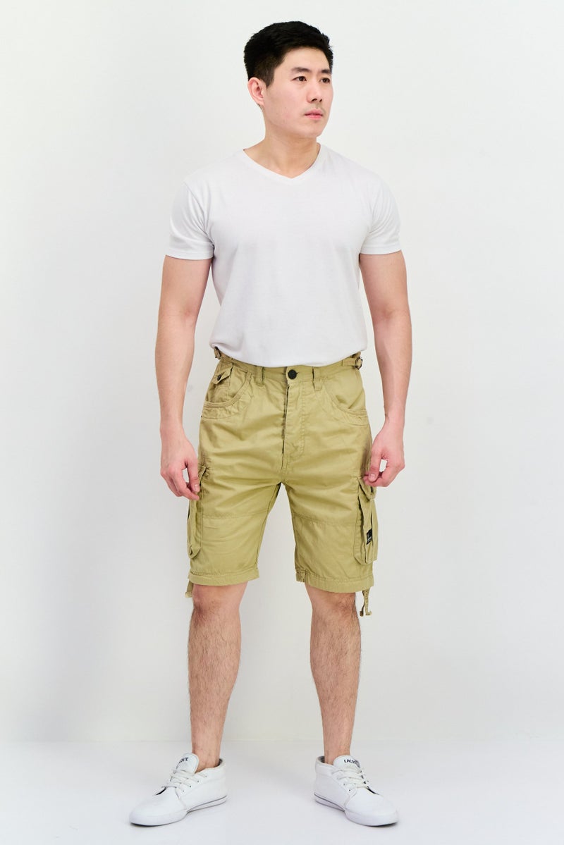 CROSSHATCH Men Solid Cargo Shorts, Khaki - Image 3