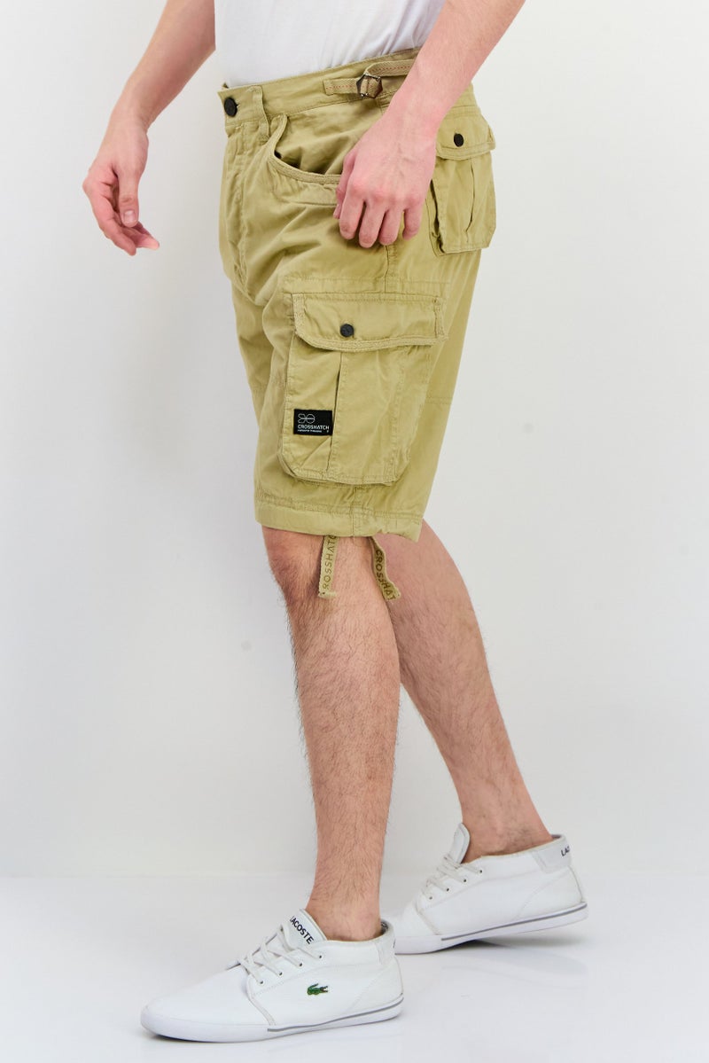 CROSSHATCH Men Solid Cargo Shorts, Khaki - Image 1
