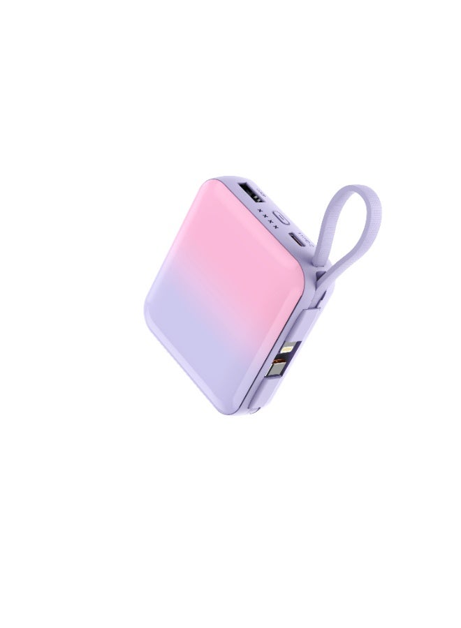 Philips Power Bank 10000mAh, 22.5W PD Fast Charging, Built-in USB-C & Lightning Cables, Compact Travel Charger, LED Display, 6-Layer Protection, Portable Charger for iPhone and Android, DLP5713CW, Pink Purple Pink Purple - Image 4