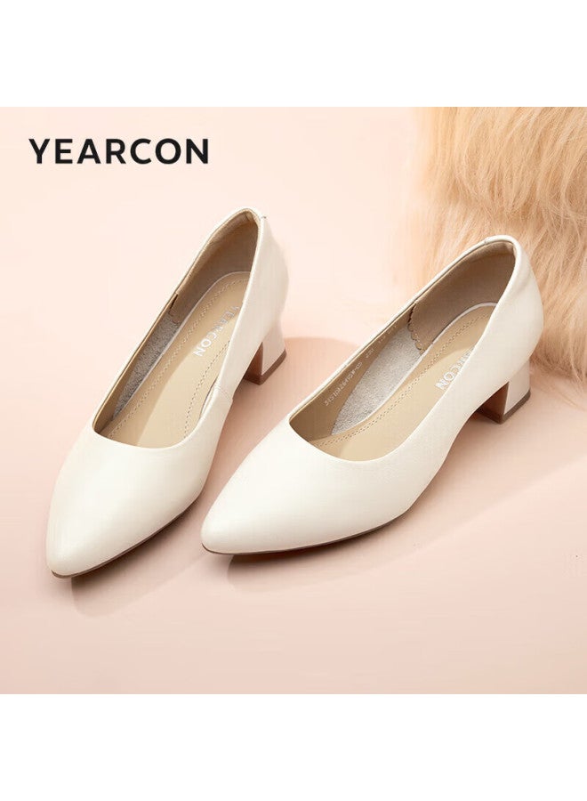 YEARCON Yierkang Women's Shoes, Thin Heel, Commuter Work Shoes, Shallow Mouth, Fashionable High Heels, Women's Pumps, 26903w, Off-white, Size 37 - Image 1