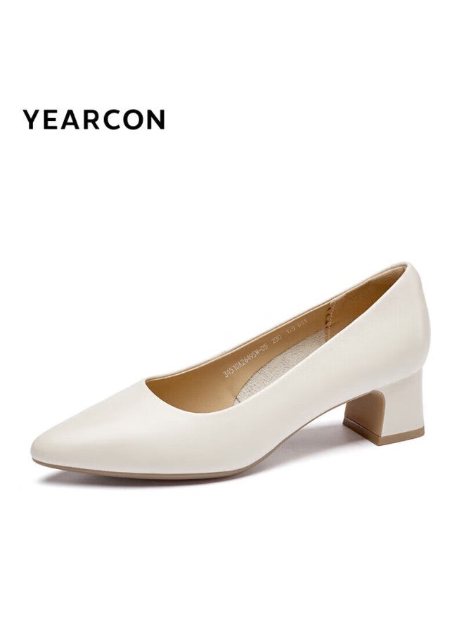 YEARCON Yierkang Women's Shoes, Thin Heel, Commuter Work Shoes, Shallow Mouth, Fashionable High Heels, Women's Pumps, 26903w, Off-white, Size 37 - Image 2