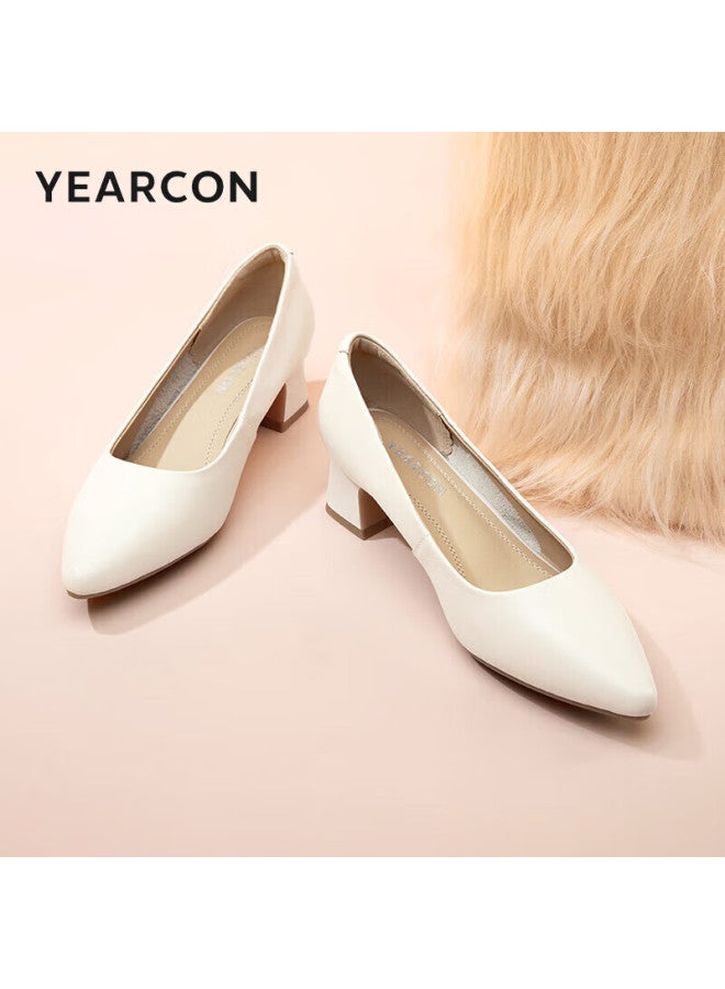 YEARCON Yierkang Women's Shoes, Thin Heel, Commuter Work Shoes, Shallow Mouth, Fashionable High Heels, Women's Pumps, 26903w, Off-white, Size 37 - Image 3