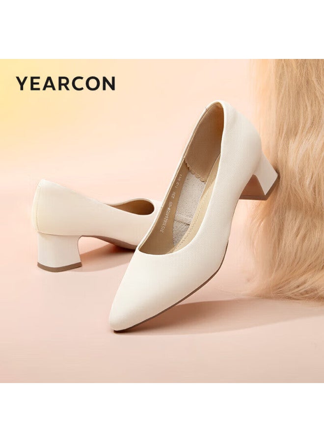 YEARCON Yierkang Women's Shoes, Thin Heel, Commuter Work Shoes, Shallow Mouth, Fashionable High Heels, Women's Pumps, 26903w, Off-white, Size 37 - Image 4