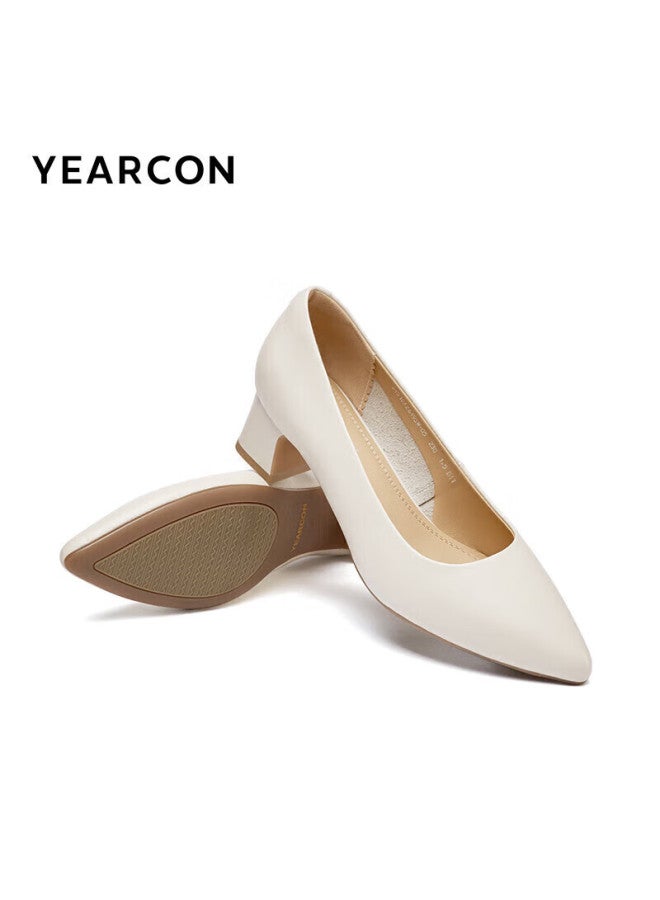 YEARCON Yierkang Women's Shoes, Thin Heel, Commuter Work Shoes, Shallow Mouth, Fashionable High Heels, Women's Pumps, 26903w, Off-white, Size 37 - Image 5